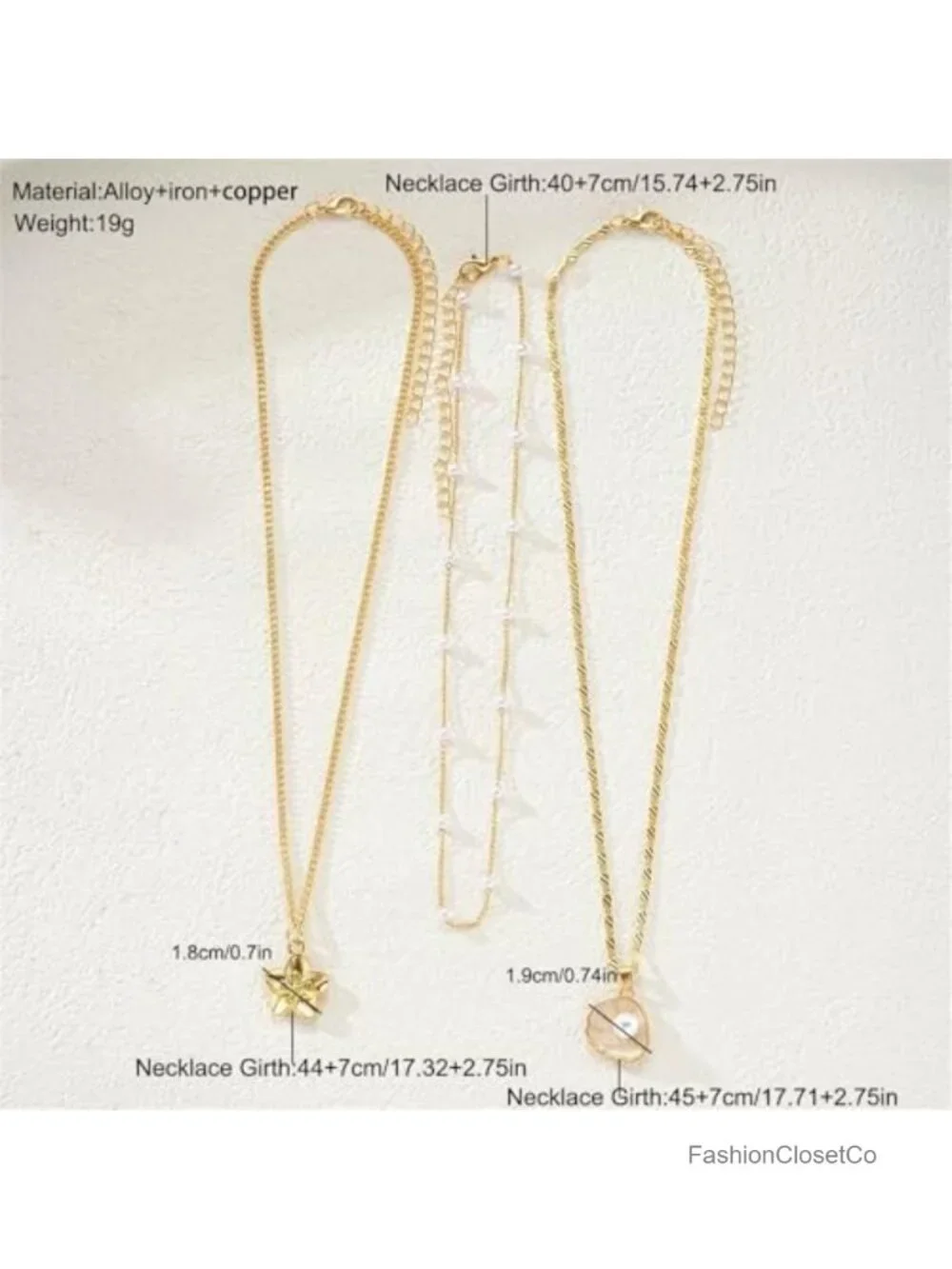 Gold Plated Shell Flower Charm Necklace Layered Boho Seashell Starfish Pearl
